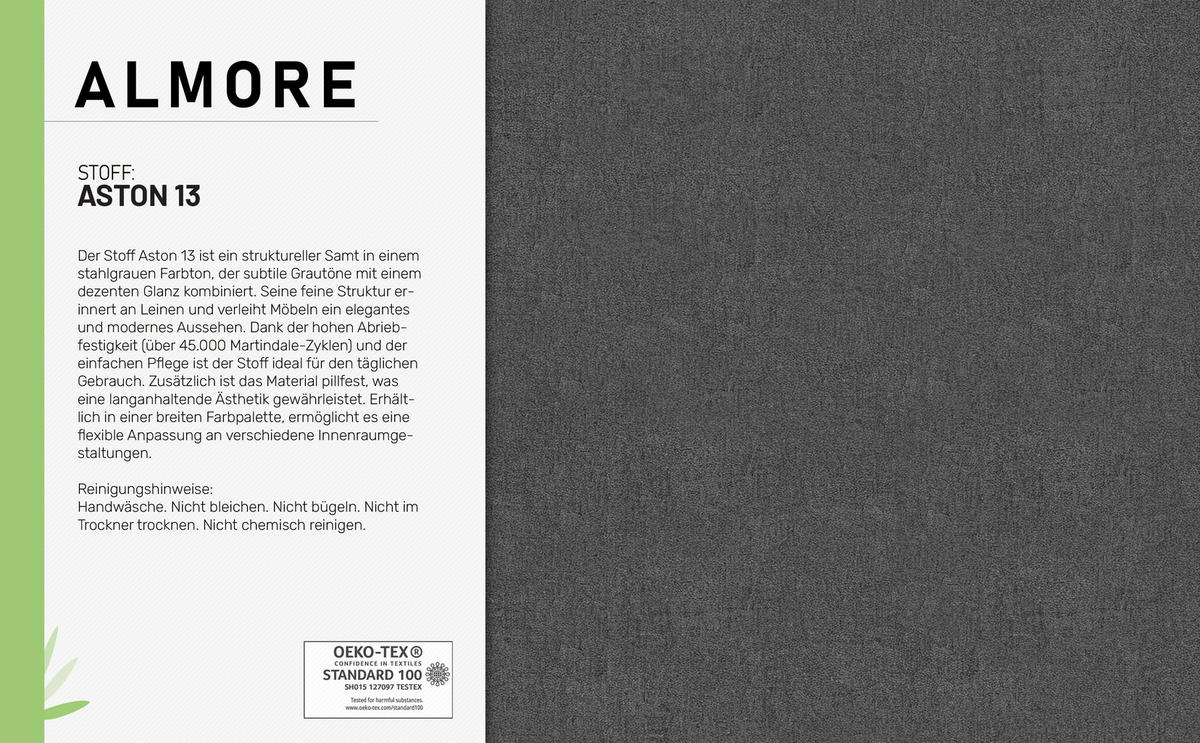 POLSTERBETT ALMORE 160x200cm Elegantes Polsterbett für modernen Wohnstil , 7-Zonen-Taschenfederkernmatratze mit kokos ARLAN (21 cm), grau - Grau, Holz (160/200cm) - Panda Möbel