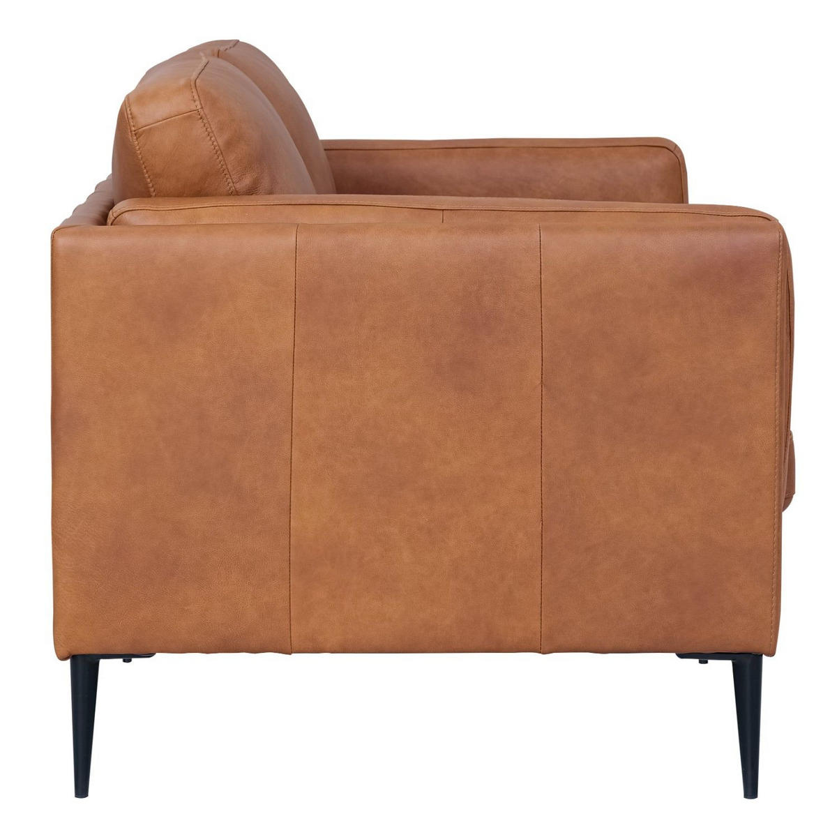 ZWEISITZER-SOFA Echtleder Cognac Braun - Schwarz/Braun, Leder/Metall (157/83/88cm) - Furnhouse