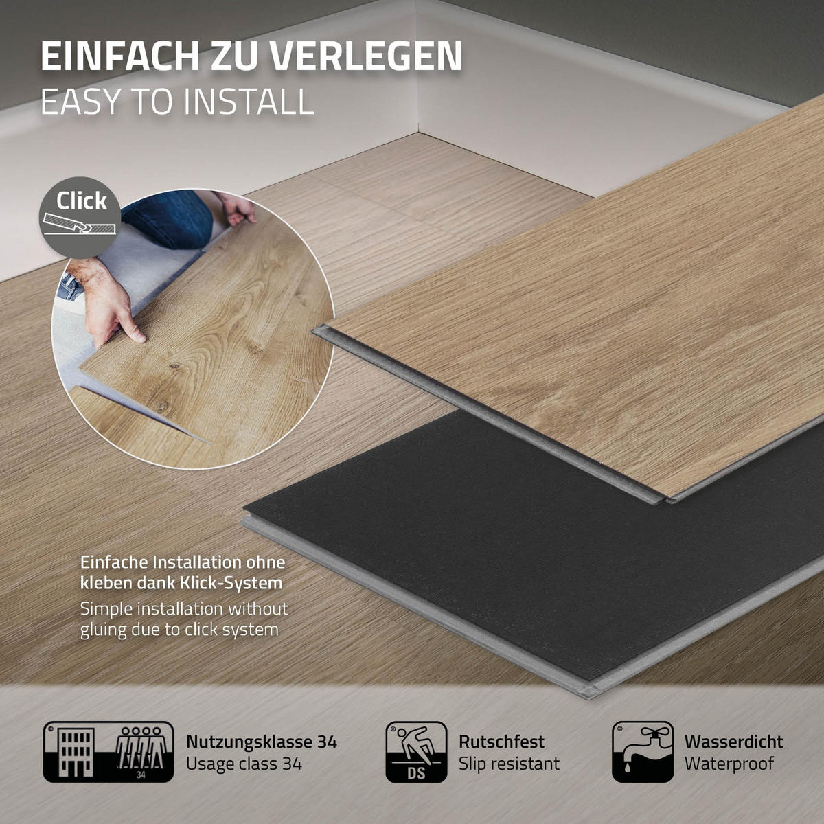 VINYLBODEN 7,7 m² - Hellbraun, Kunststoff (122/18/1cm) - ML-DESIGN