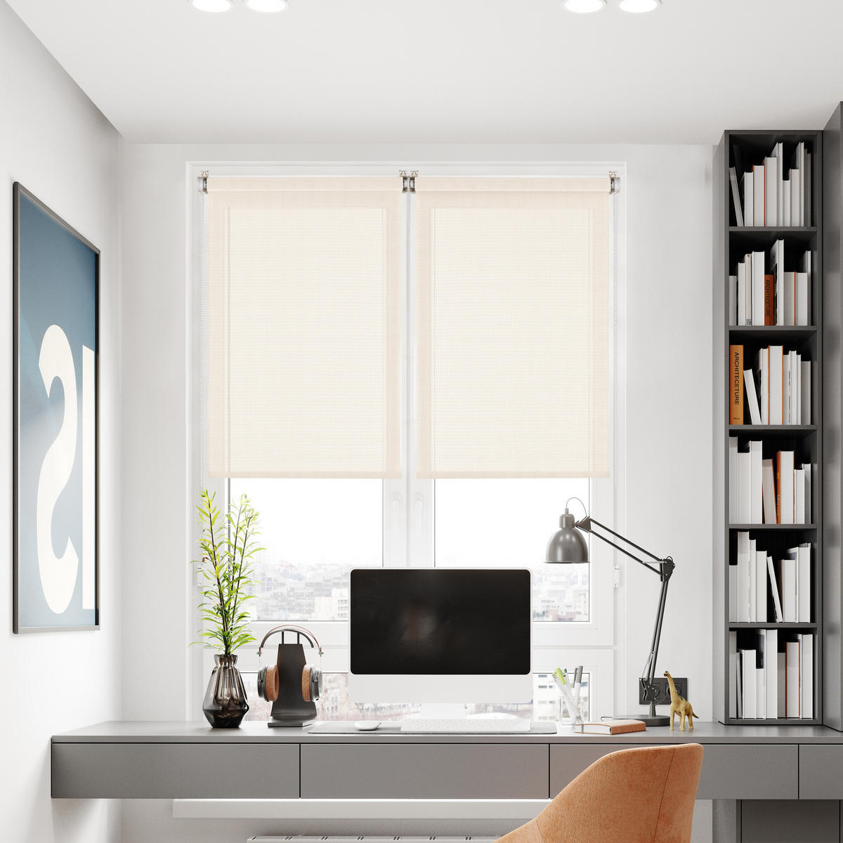 SCREEN-ROLLO without drilling 75X180 - Ecru, Kunststoff (75/180cm) - STORESDECO