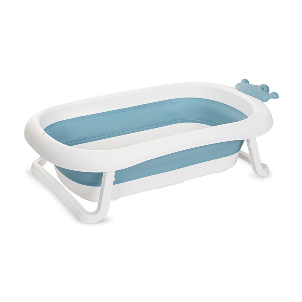 BABYBADEWANNE Royal blau weiß 83 cm, faltbar, Ablauf mit Schutzdeckel, rutschfeste Beine, ab Geburt - Blau, Kunststoff (50/83cm) - Lorelli