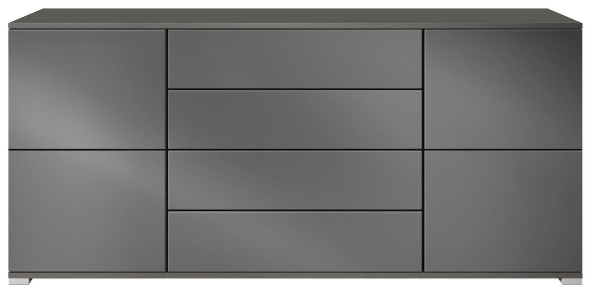 SIDEBOARD Rova Graphit Seidenmatt - Graphitfarben, Holzwerkstoff (166.5/75.5/35cm) - Vladon