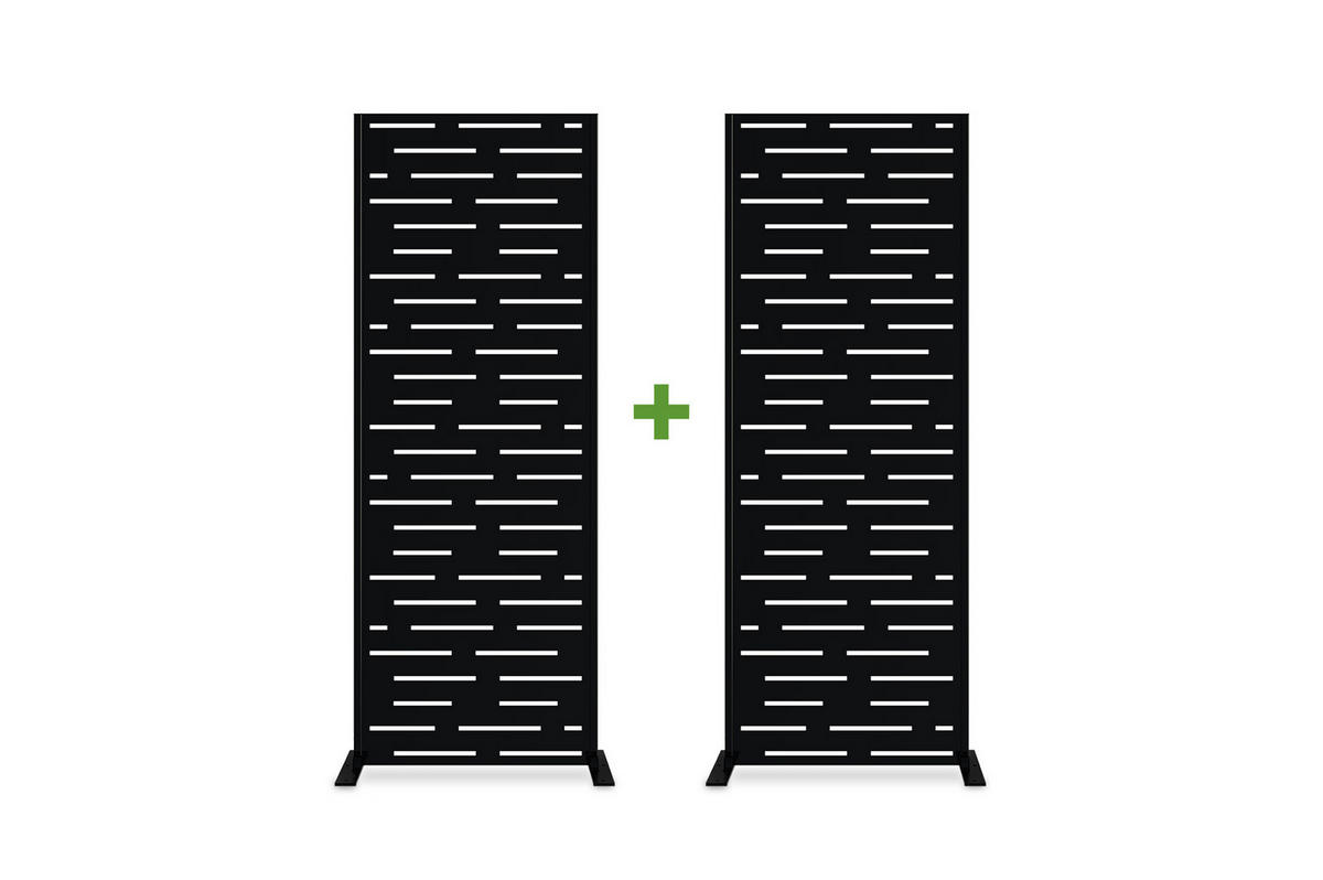 SICHTSCHUTZPANEELE dekorativ 2er-Set Arlberg schwarz H.160cm Vollmuster - Schwarz, Metall (60/160cm) - Casanoov
