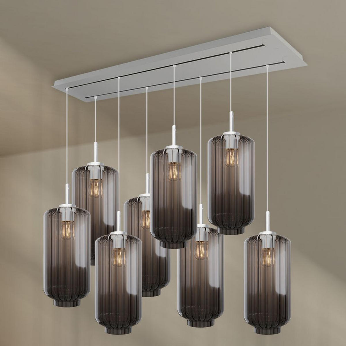 HÄNGELEUCHTE Velo 8-flammig Rauch Ø 18cm - Anthrazit/Weiß, Glas (18/18/33cm) - s.luce