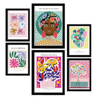 POSTER Set Mit 6 Oasis Zusammenfassung A3 & A4 Schwarzer Rahmen - Schwarz, Papier (29/3cm) - Nacnic