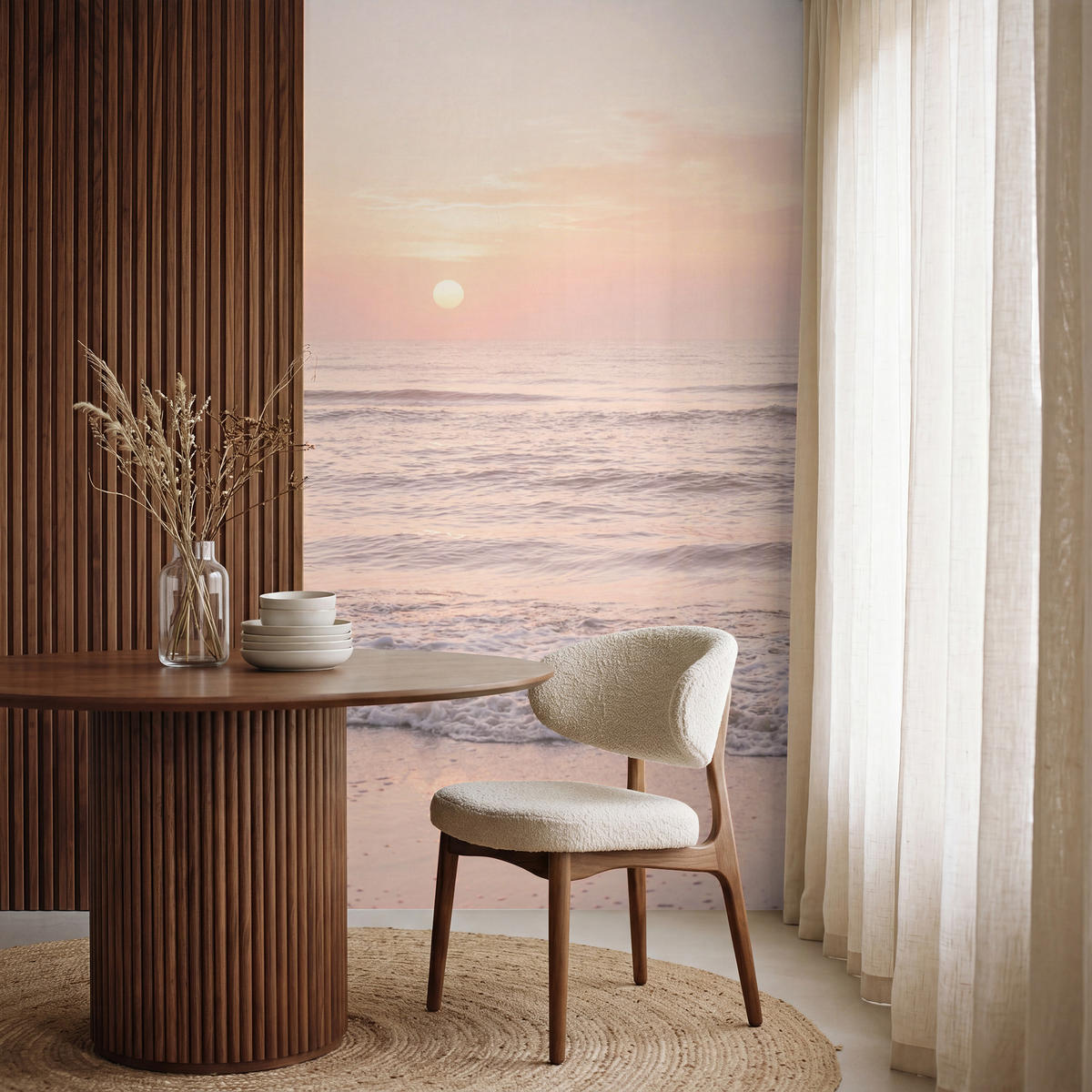 TAPETE - Sonne - Strand - Rosa - 120x200 cm - Hellrosa, Papier (120/200cm) - OnlyWow