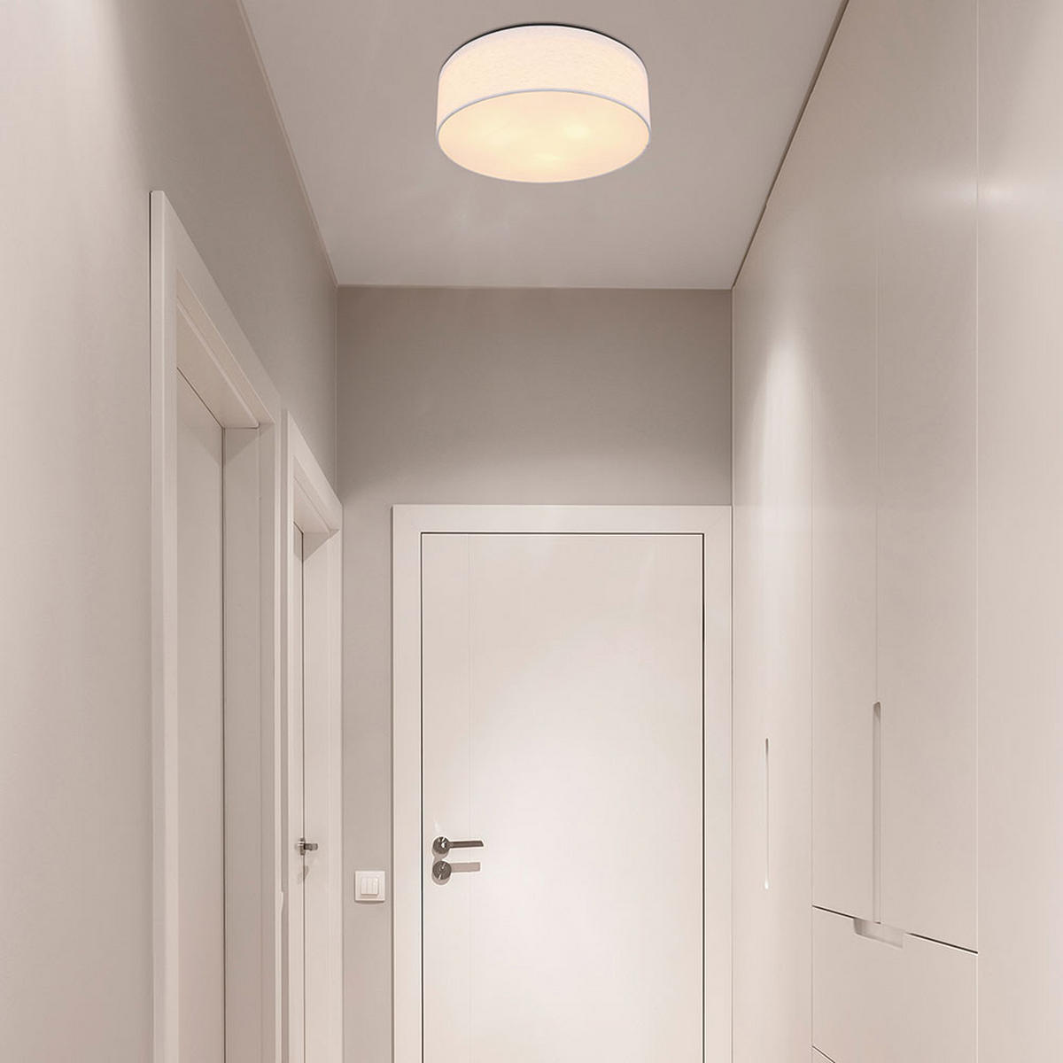 DECKENLEUCHTE AVA Textil Beige - Beige, Metall (40/40/12cm) - Globo Lighting