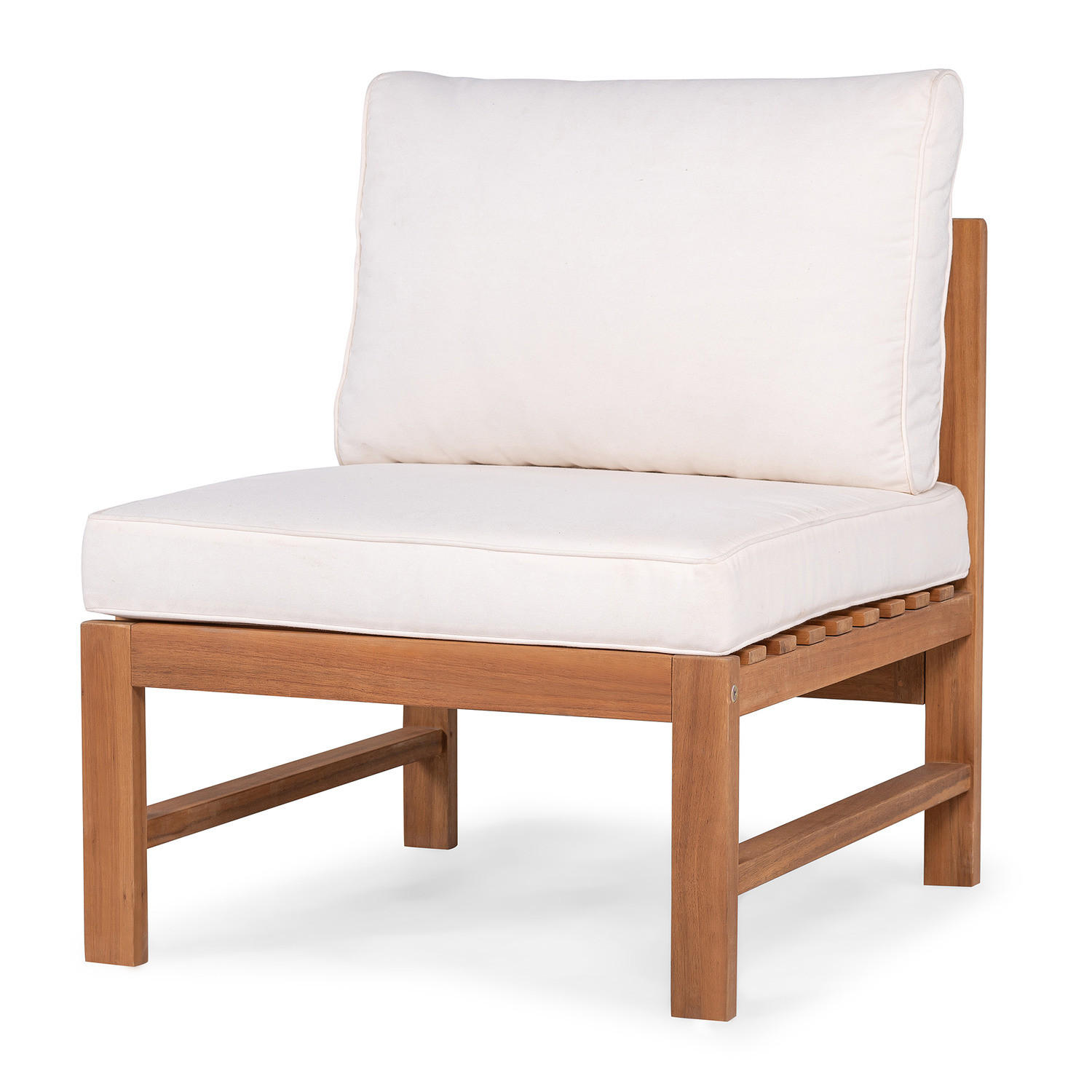 LOUNGESESSEL OHNE ARMLEHNEN - Akazie massiv / Polyester - Braun / Beige - Beige/Braun, Holz/Textil (60/76/66cm) - home24