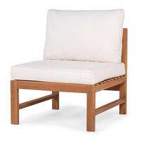 LOUNGESESSEL OHNE ARMLEHNEN - Akazie massiv / Polyester - Braun / Beige - Beige/Braun, Holz/Textil (60/76/66cm) - home24