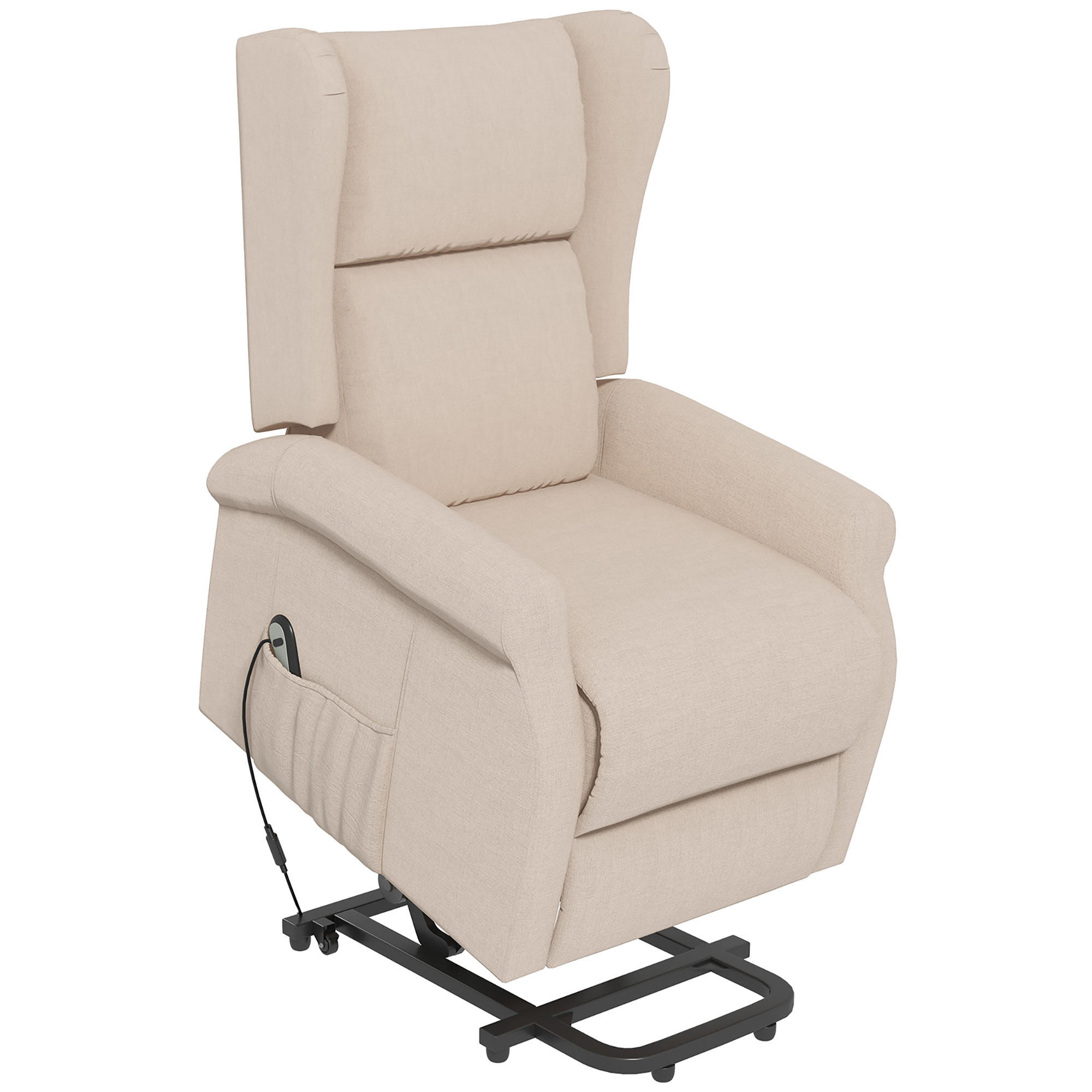 FERNSEHSESSEL mit Aufstehhilfe Leinen Cremeweiß - Creme, Textil (94/109/72.5cm) - HOMCOM