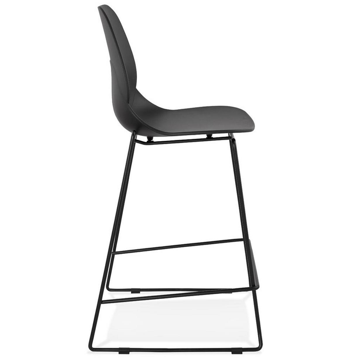 BARHOCKER Kunststoff Metall Sitzhöhe 65.5cm Stapelbar Rückenlehne QUIRON MINI, Schwarz 51,5x52x101 cm - Schwarz, Kunststoff/Metall (52/101/52cm) - KADIMA DESIGN
