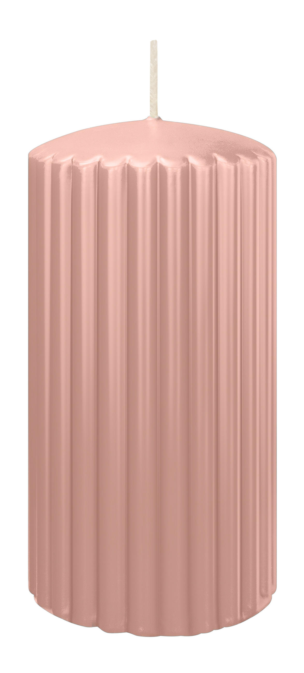 RILLEN KERZEN Lachs 150 x Ø 80 mm, 4 Stück - Koralle, Paraffin (8/15/15cm) - Wiedemann Kerzen