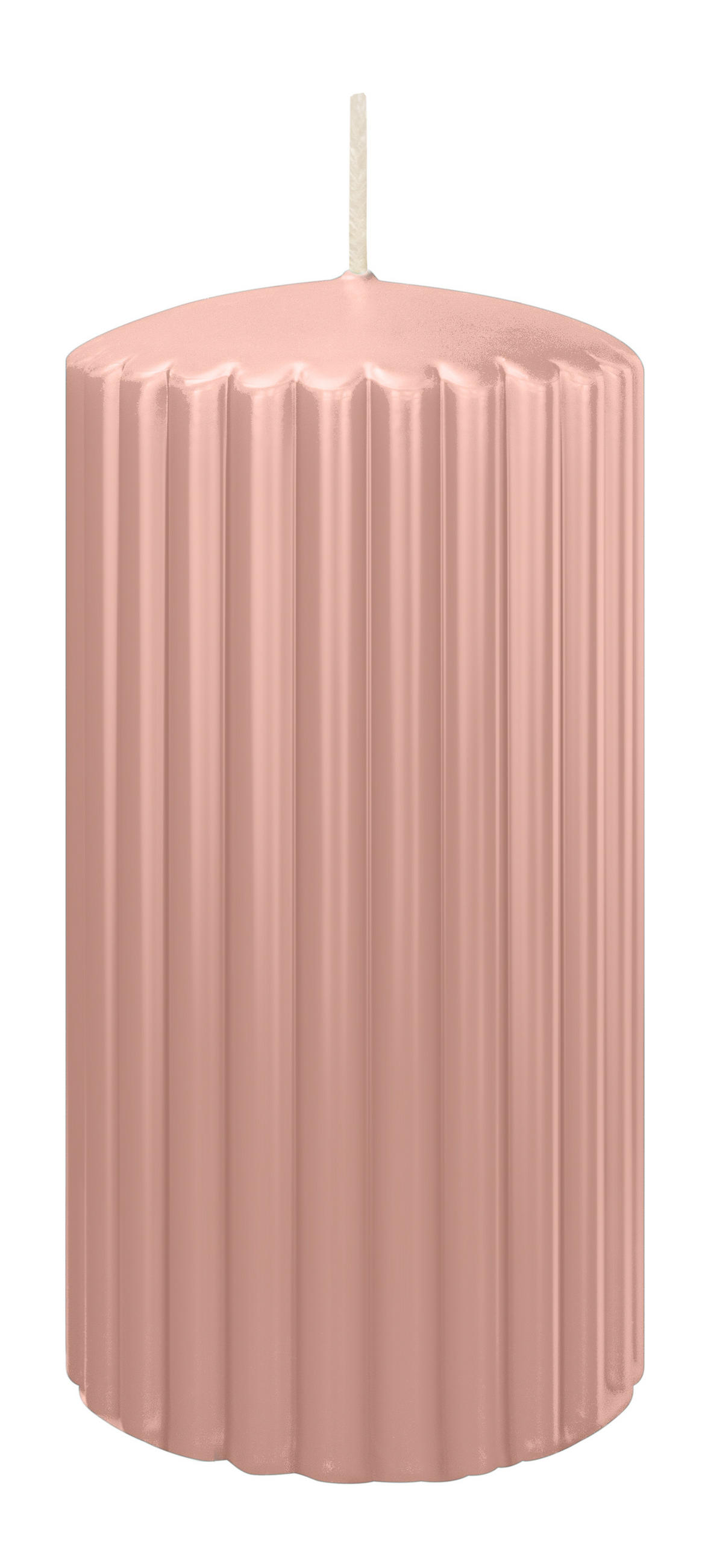 RILLEN KERZEN Lachs 150 x Ø 80 mm, 4 Stück - Koralle, Paraffin (8/15/15cm) - Wiedemann Kerzen