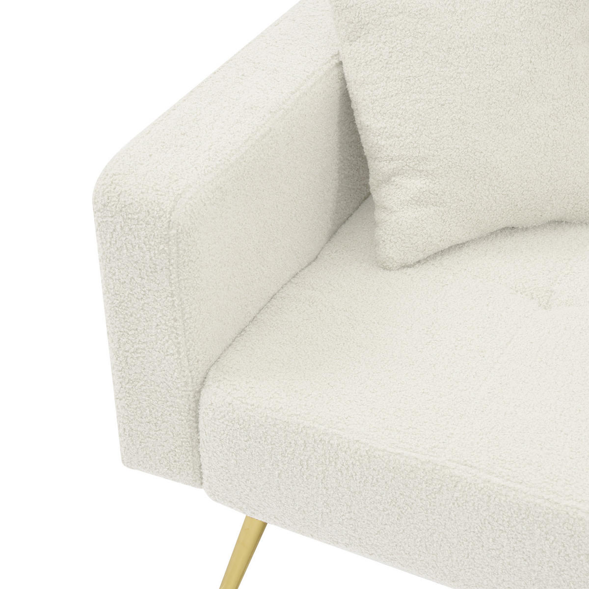 2-SITZER-SOFA Sherpa Weiß mit Bettfunktion und 2 Seitentaschen - Weiß, Holzwerkstoff/Textil (175/72/64cm) - WISHDOR