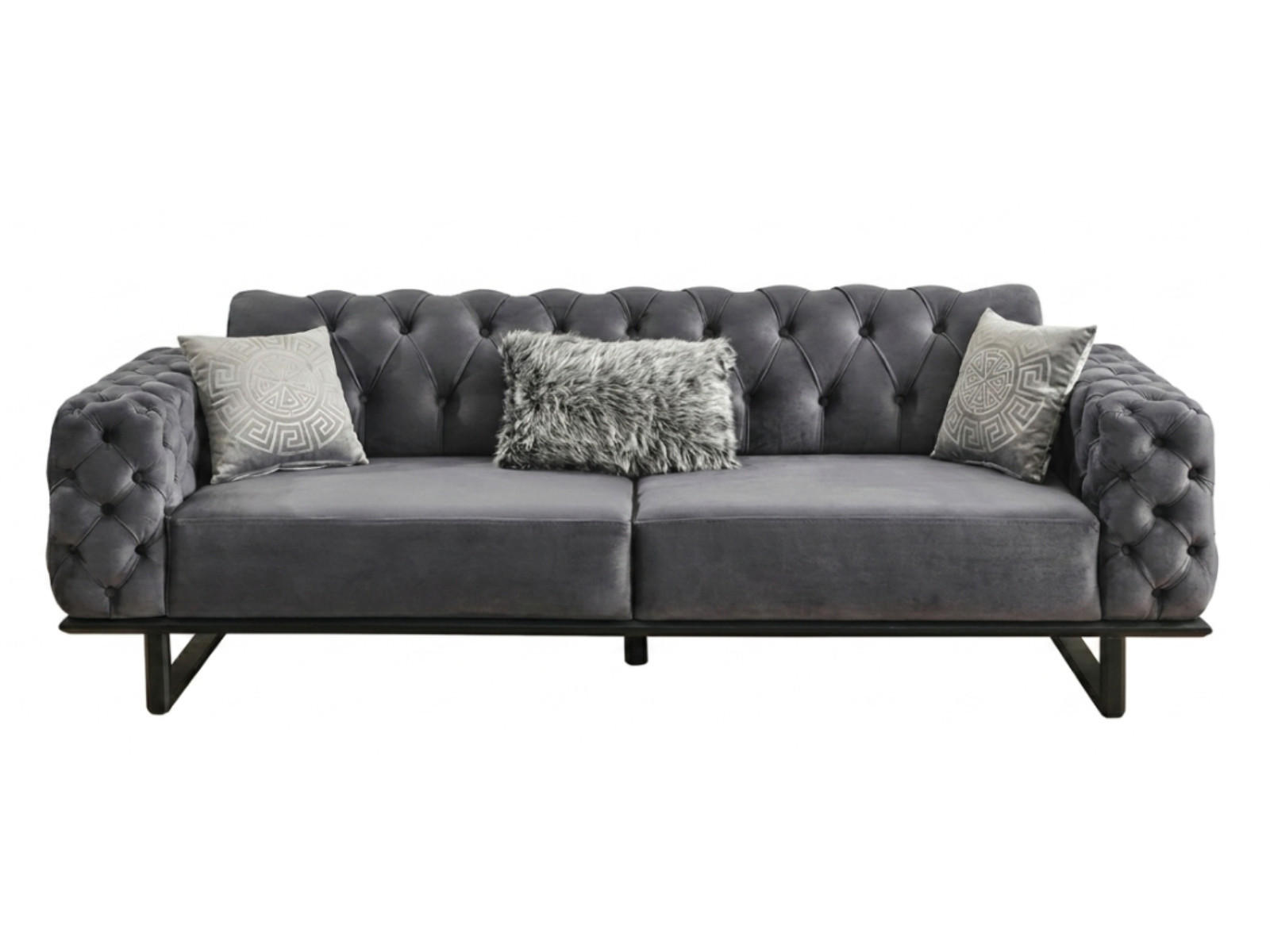 4 Sitzer SOFA Zen Samt Anthrazit - Anthrazit, Holz/Textil (270/80/100cm) - Villa Möbel