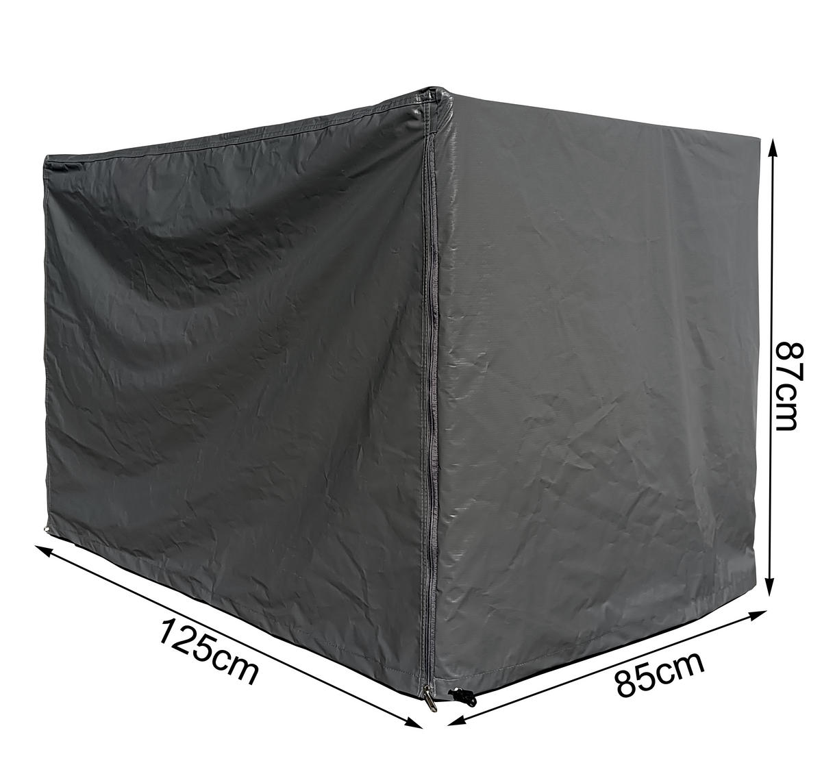 GITTERBOX Abdeckung Grau 125x85x87cm mit 2 Reißverschlüssen - Grau, Textil (85/87/125cm) - QUICK STAR