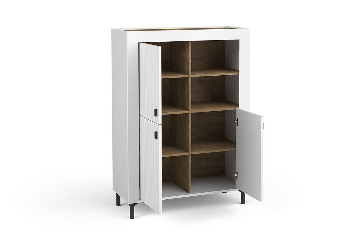 KOMMODE MONI 05 in Weiß / Eiche Whiskey matt 97/136/40 cm mit LED - Weiß, Holzwerkstoff (97/136/40cm) - Deine Möbel 24