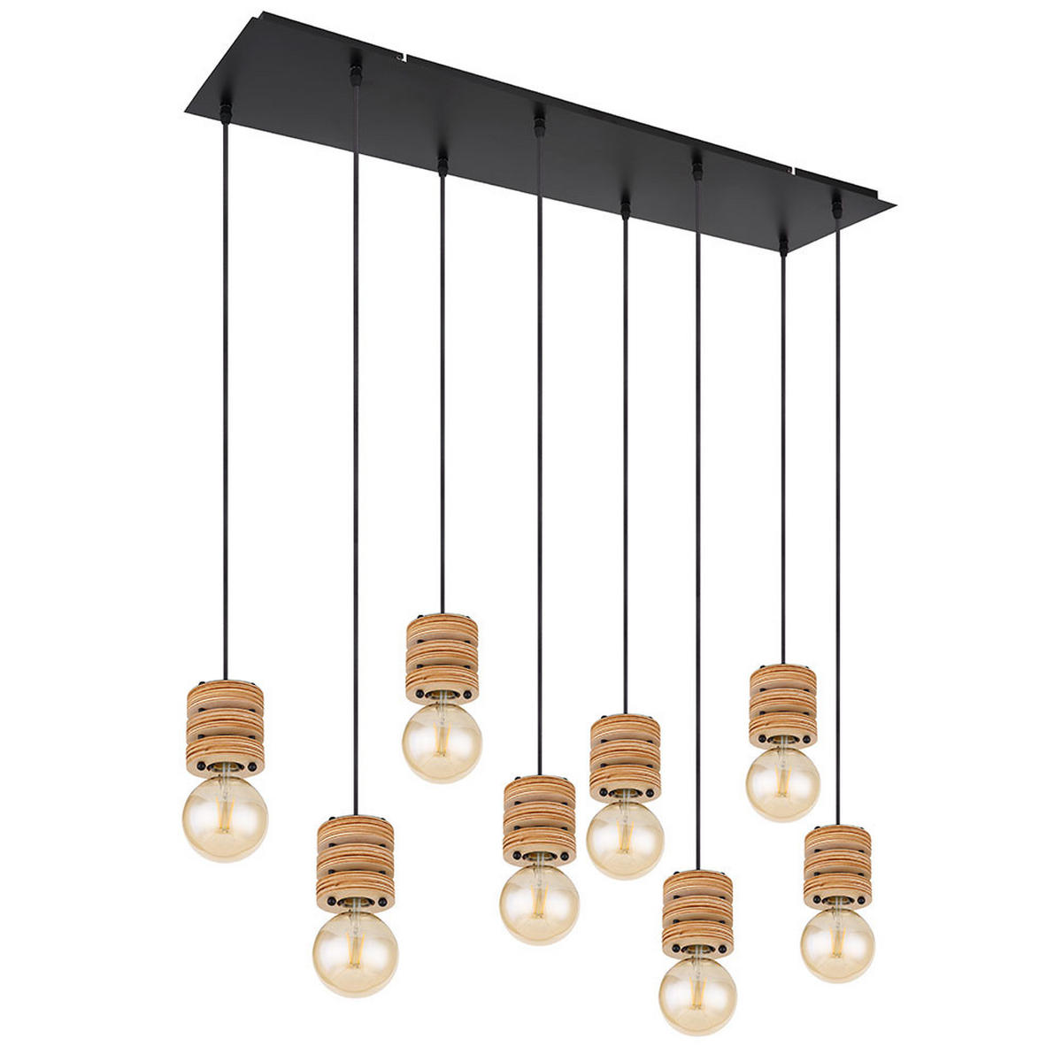 HÄNGELEUCHTE Metall Holzoptik Schwarz - Schwarz, Metall (98/24/120cm) - Globo Lighting