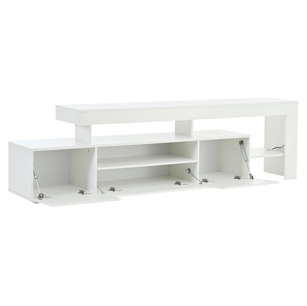 TV stolek 192/37/53 cm s LED osvětlením, vysoký lesk a úložný prostor, Bílá - bílá, kompozitní dřevo (192/53/37cm) - Redom