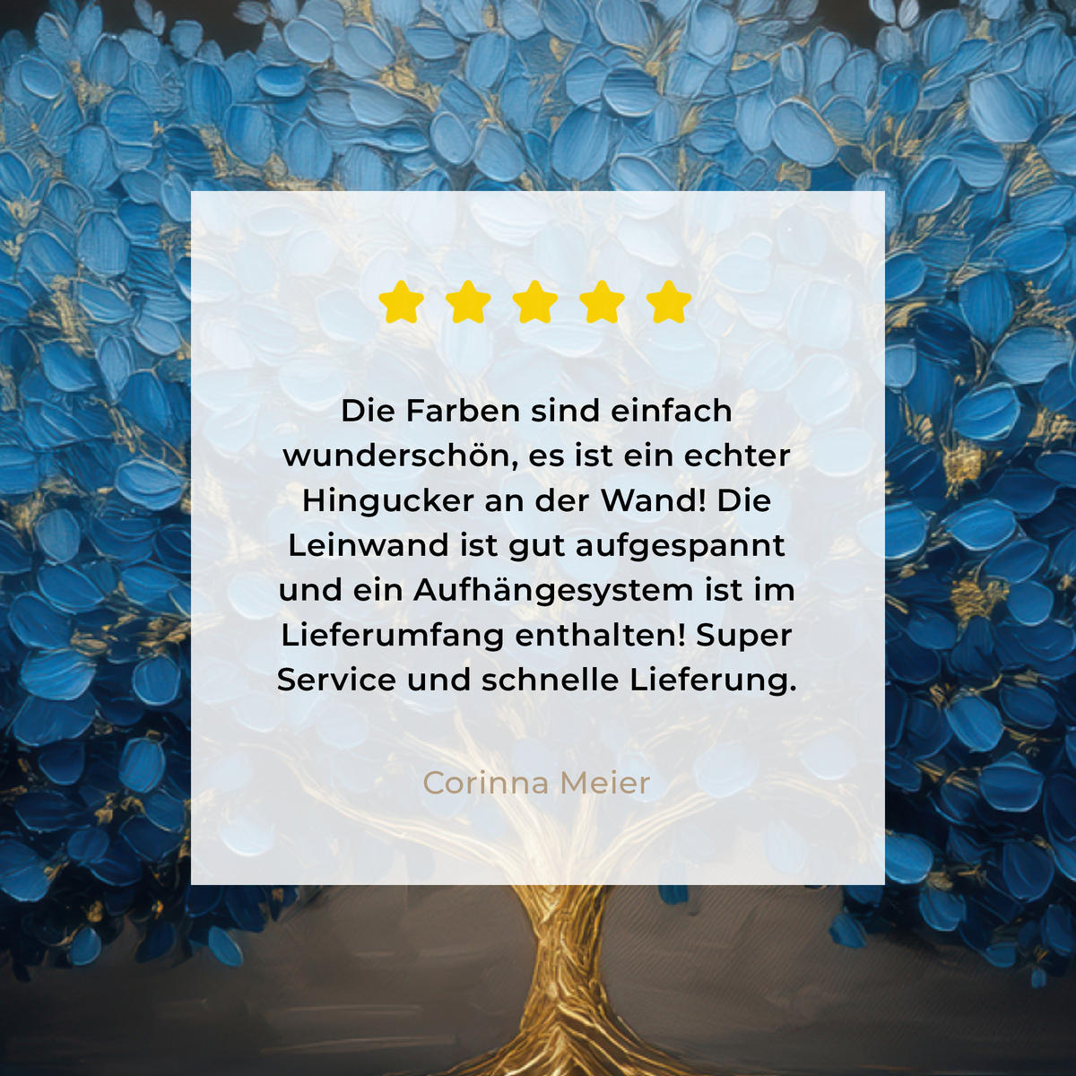 LEINWANDBILD Baum - Blau - Blätter - Pinselstriche Wandbild 40x30 cm - Blau, Textil (40/30cm) - MuchoWow