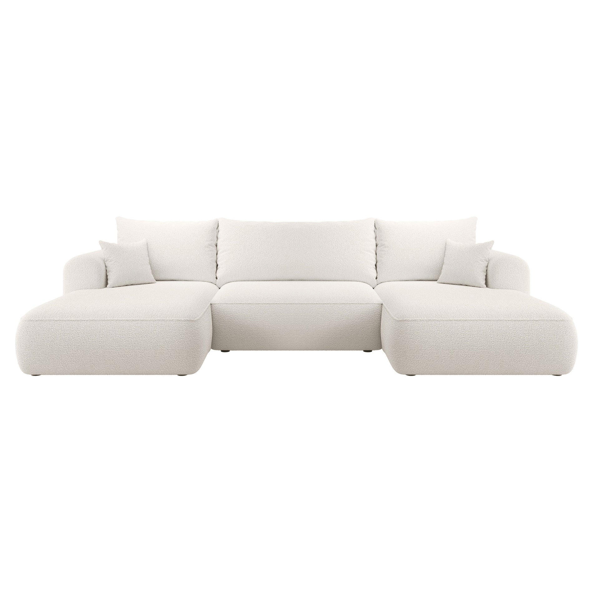 ECKSOFA Ovo Creme Bouclé - Creme/Schwarz, Kunststoff/Textil (380/95/167cm) - Selsey