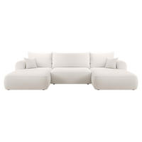 ECKSOFA Ovo Creme Bouclé - Creme/Schwarz, Kunststoff/Textil (380/95/167cm) - Selsey