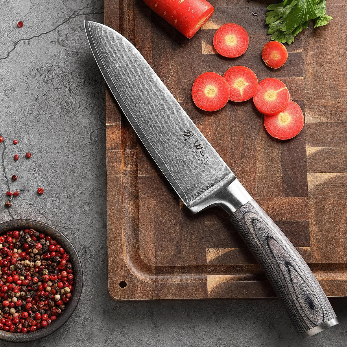 MESSERSET 5-TEILIG 8–20 cm - Grau, Holz/Metall - Wakoli