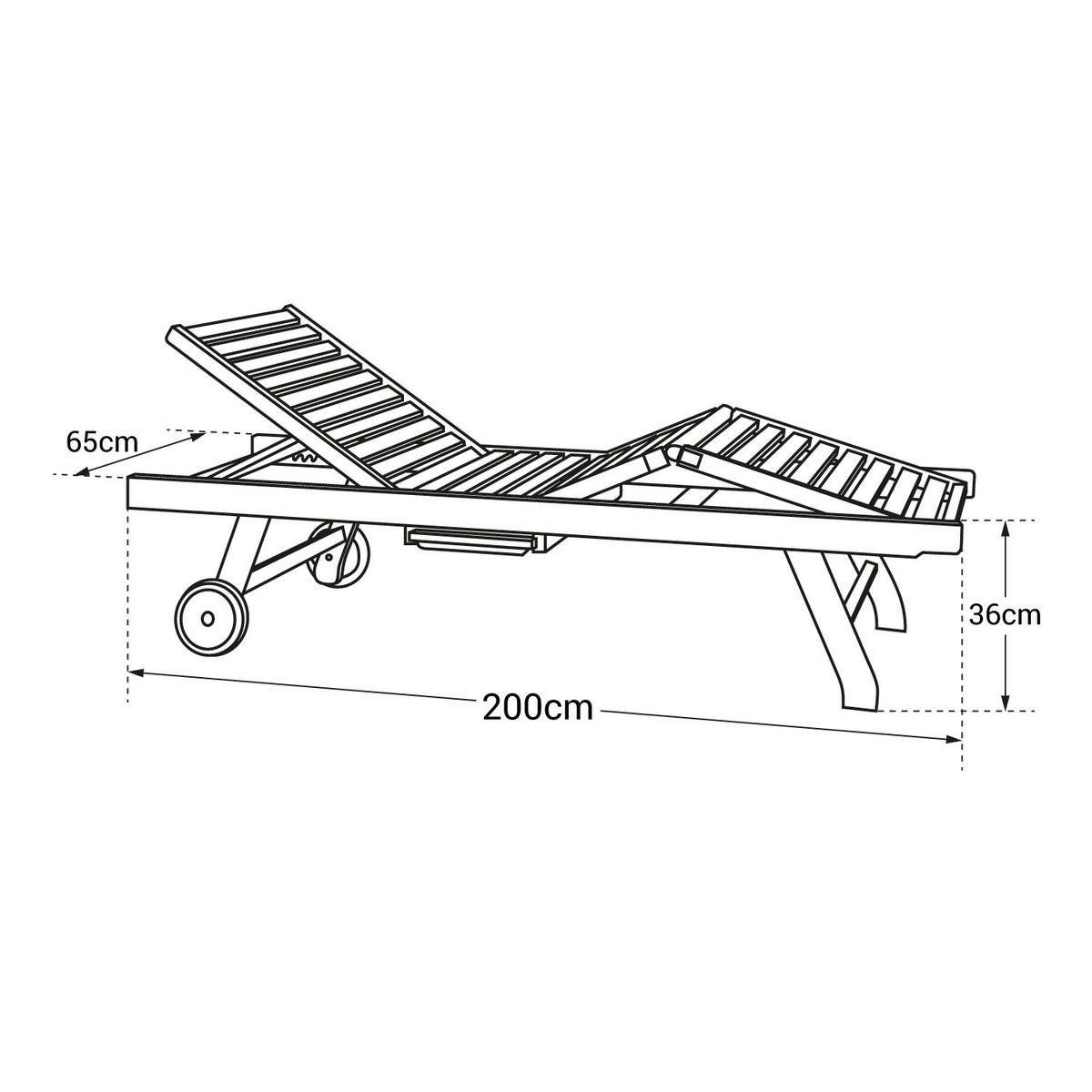 SONNENLIEGE Lombok - Braun, Holz (65/36/200cm) - Happy Garden