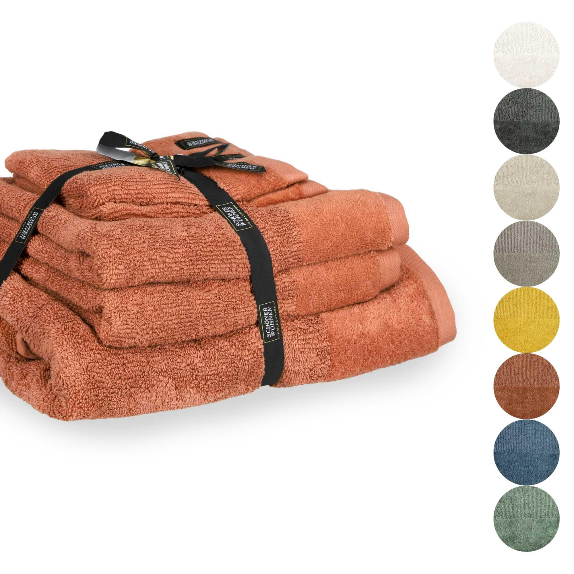 HANDTUCH SET SENSE 5tlg. - Rostfarben, Textil (50/100cm) - Schöner Wohnen