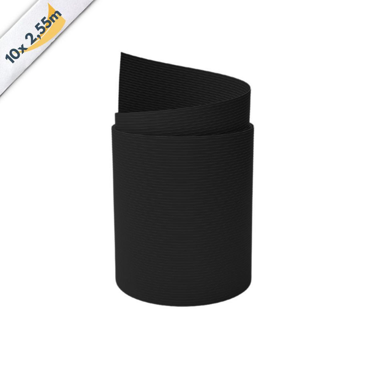 SICHTSCHUTZSTREIFEN Rille 10x Einzelstreifen 2,55m Sichtschutz Schwarz, 10 x 2,55m - Schwarz, Kunststoff (2550/19cm) - ZAUN|ZU