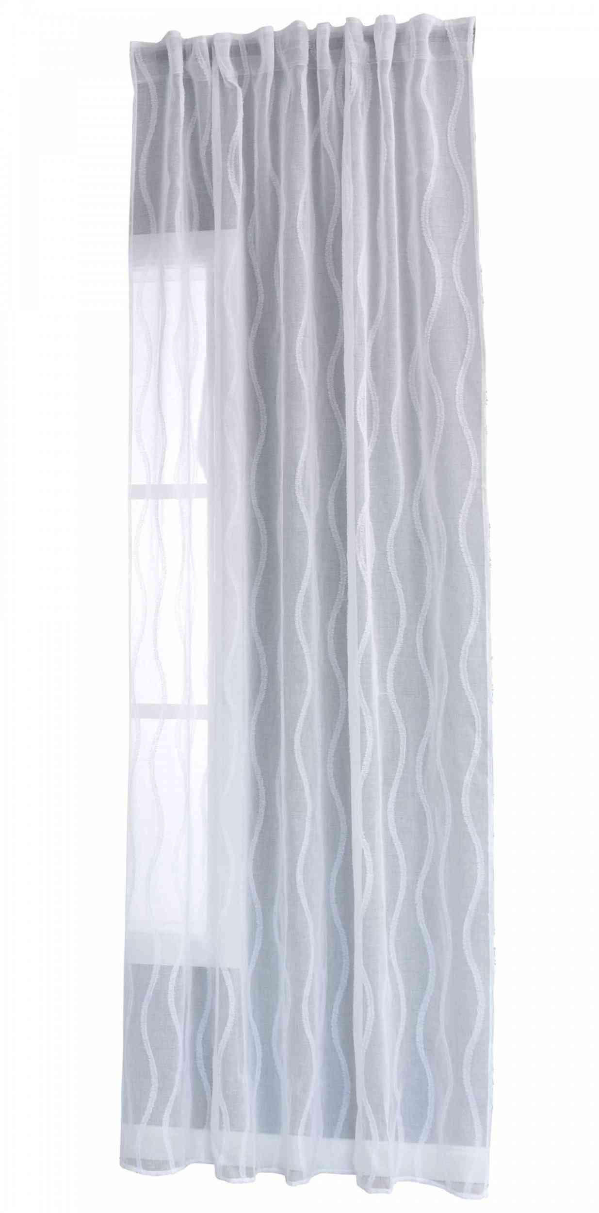 VORHANG VALENCIA HxB 245x140 cm Natur Waves - Weiß, Textil (145/245cm) - Gardinenbox