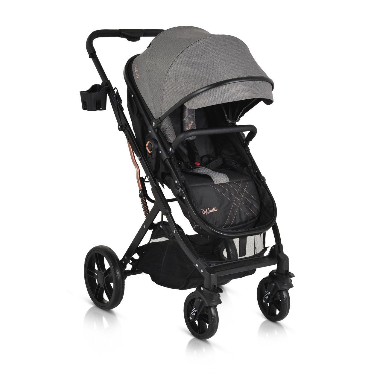 KINDERWAGEN Rafaello 2 in 1 grau mbaubar, Sportsitz, Fußabdeckung, Tasche - Grau, Metall (96/59/109cm) - Moni