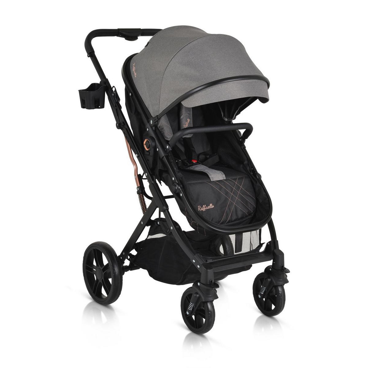 KINDERWAGEN Rafaello 2 in 1 grau mbaubar, Sportsitz, Fußabdeckung, Tasche - Grau, Metall (96/59/109cm) - Moni