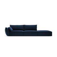 RECHTES-SOFA Kaelle aus Samt königsblau 4 Sitzplätze - Blau, Textil (110/85/264cm) - Micadoni