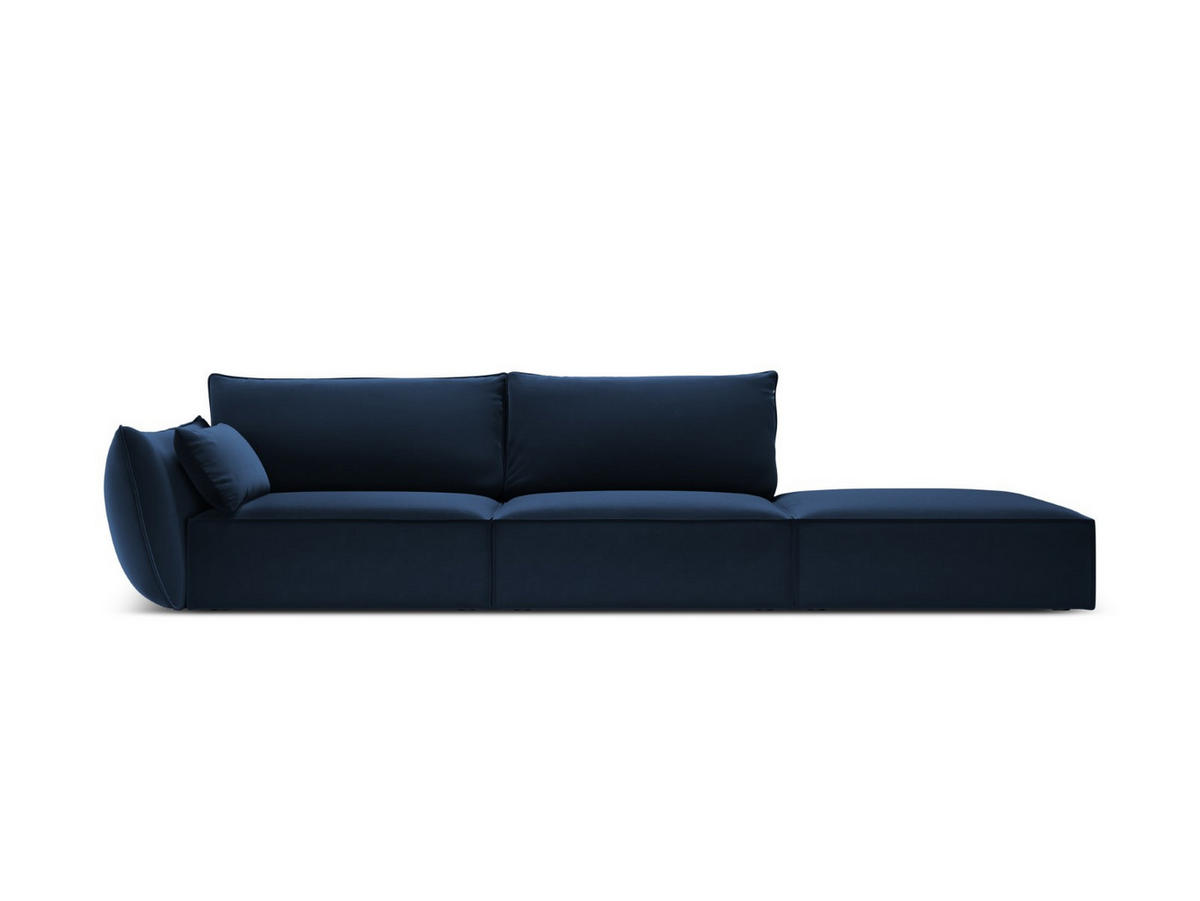 RECHTES-SOFA Kaelle aus Samt königsblau 4 Sitzplätze - Blau, Textil (110/85/264cm) - Micadoni