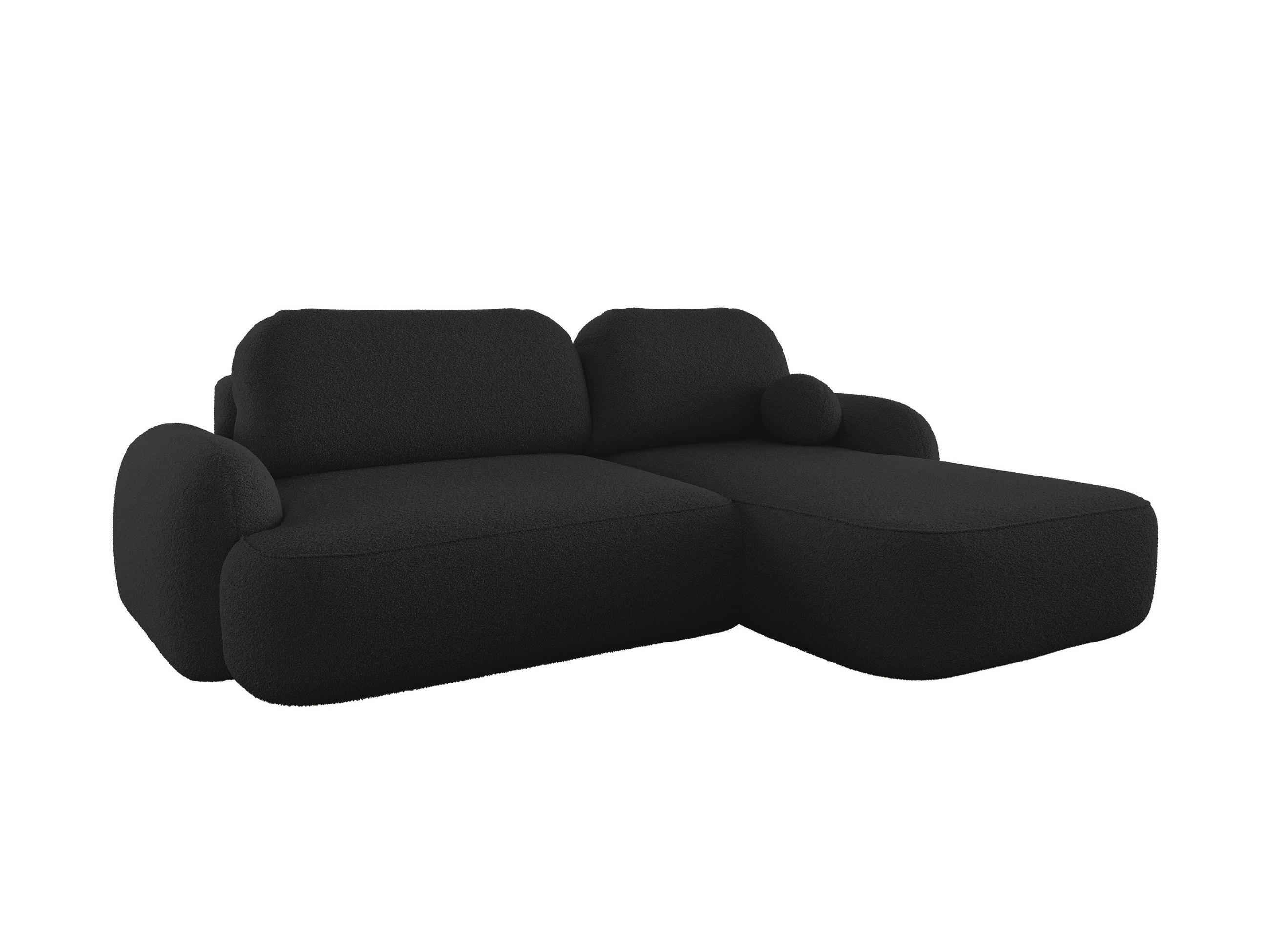 ECKSOFA MIVARO Schlaffsofa Boucle Schwarz (RECHTS) - Schwarz, Textil (276/176cm) - Luxkor24