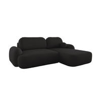 ECKSOFA MIVARO Schlaffsofa Boucle Schwarz (RECHTS) - Schwarz, Textil (276/176cm) - Luxkor24