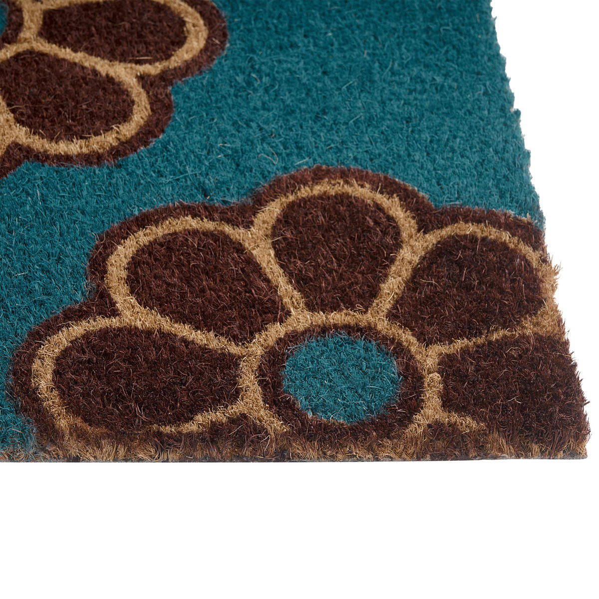 FUSSMATTE Blau 45/75 cm Blume Kokosfasern Kulik - Blau, Textil (45/75cm) - Beliani