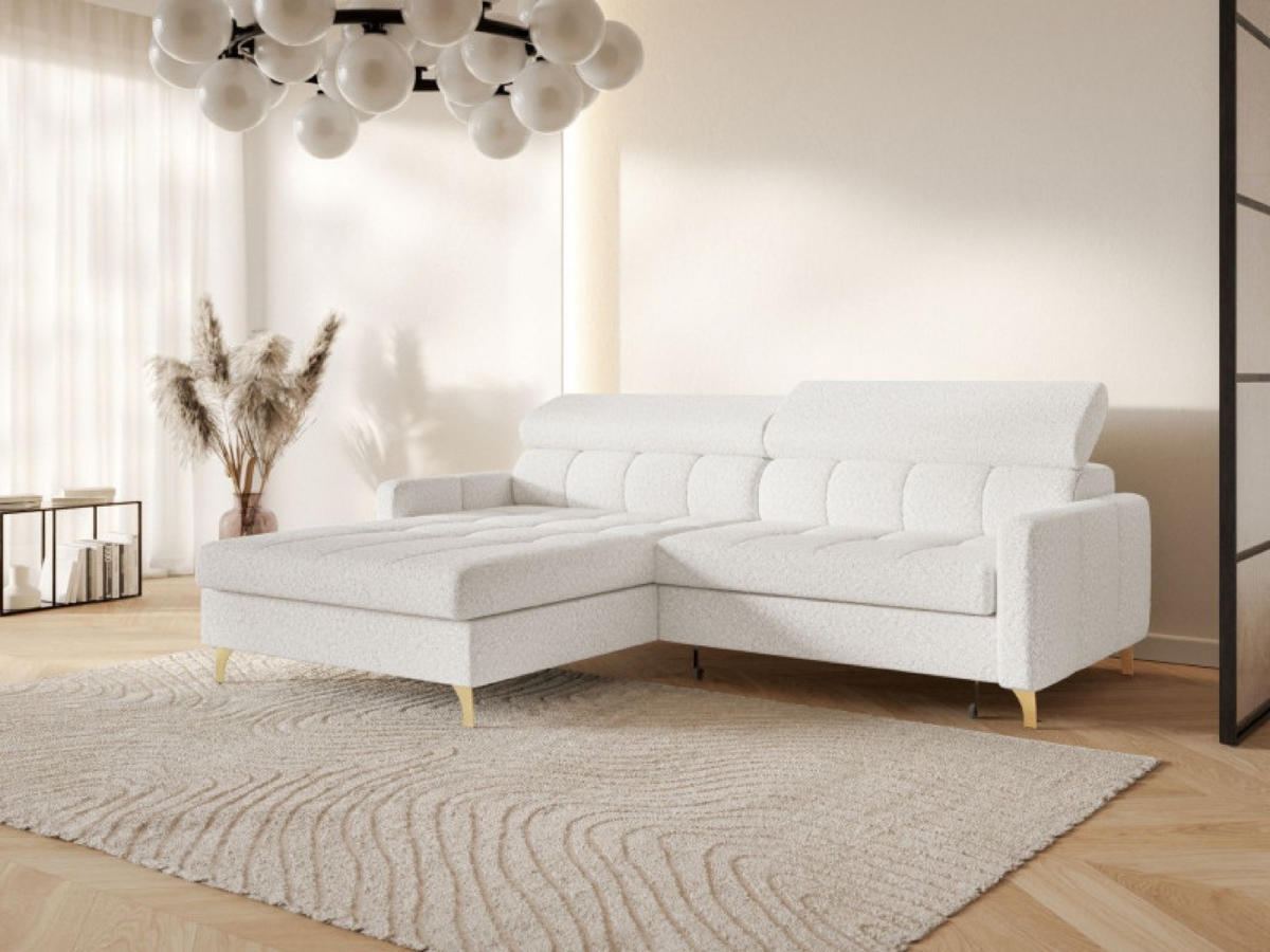 ECKSOFA Milch BAMBINO Mit Verstellbaren Kopfstützen Links - Weiß, Textil (223/174cm) - Sepro Meble