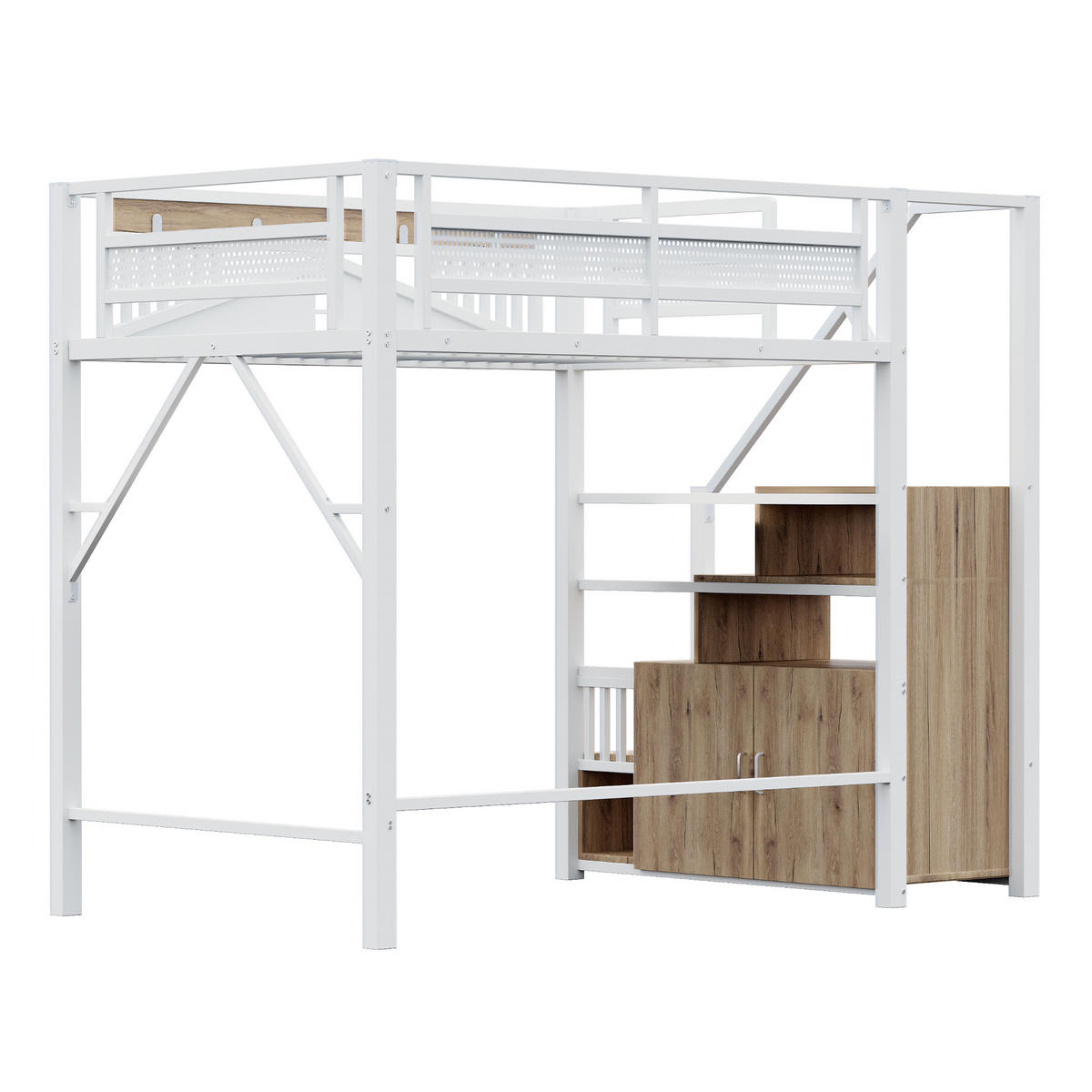 HOCHBETT Metall 140/200 cm weiß mit Sicherheitsgehäuse und Stauraum - Weiß, Metall (140/200cm) - OKWISH