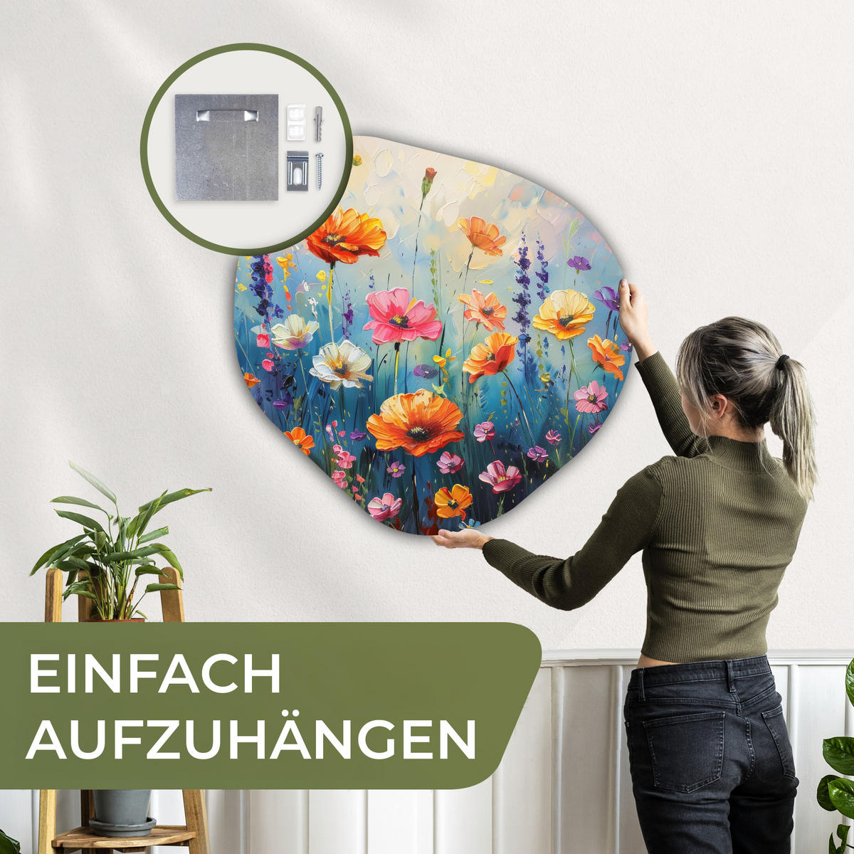 WANDBILD Blumen - Natur - Aquarell - Kunst 90x90 cm - Multicolor, Kunststoff (90/90cm) - MuchoWow