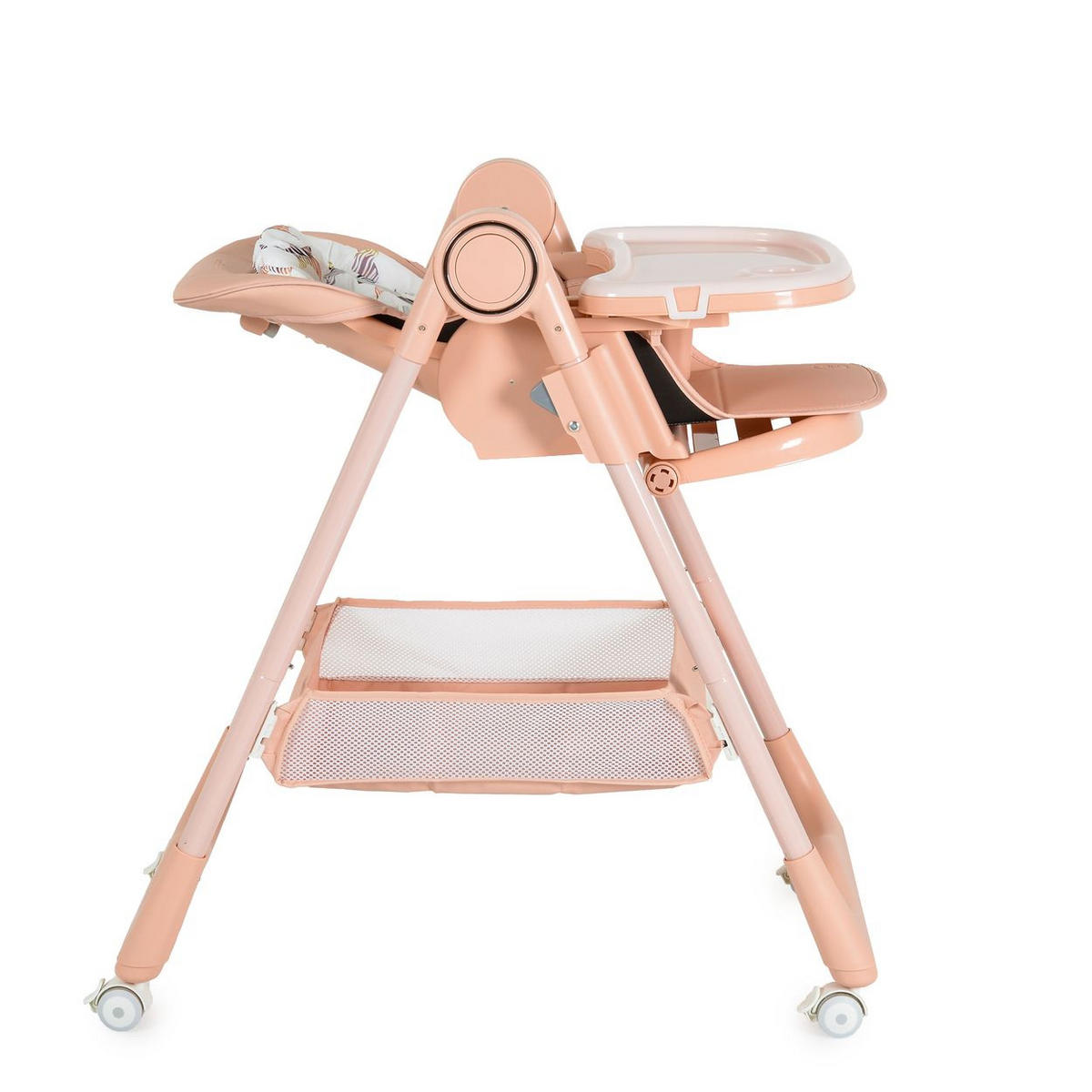 HOCHSTUHL Surprise faltbar rosa Lätzchen Schüssel Löffel Gabel Räder Korb - Rosa, Metall (52/90/86cm) - Moni