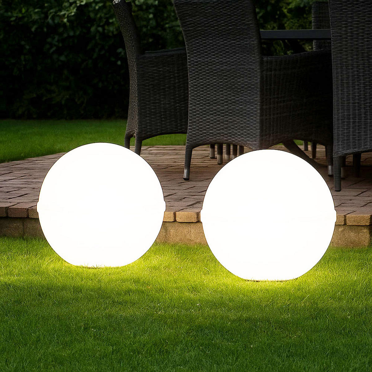 AUSSENLEUCHTE Kugel Weiß mit Erdspieß 4er Set - Weiß, Kunststoff (20/20/51cm)