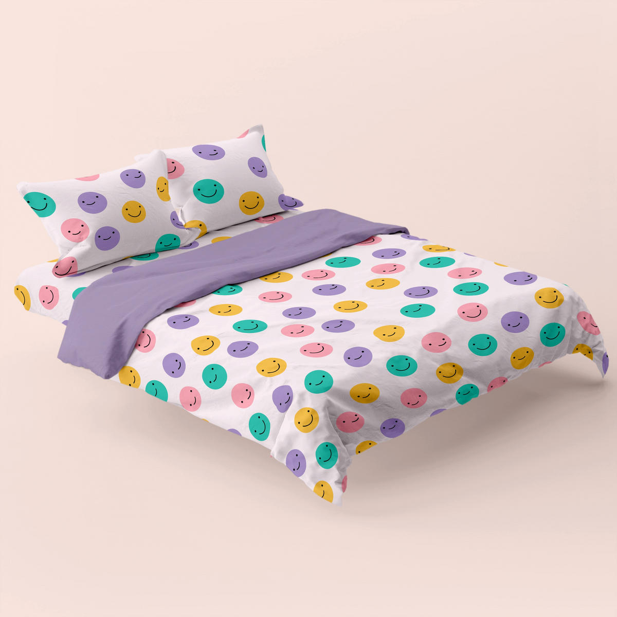 BETTBEZUG funny faces 260x240 cm (übergrösse) mehrfarbig - Multicolor, Textil (260/240cm) - Happy Friday
