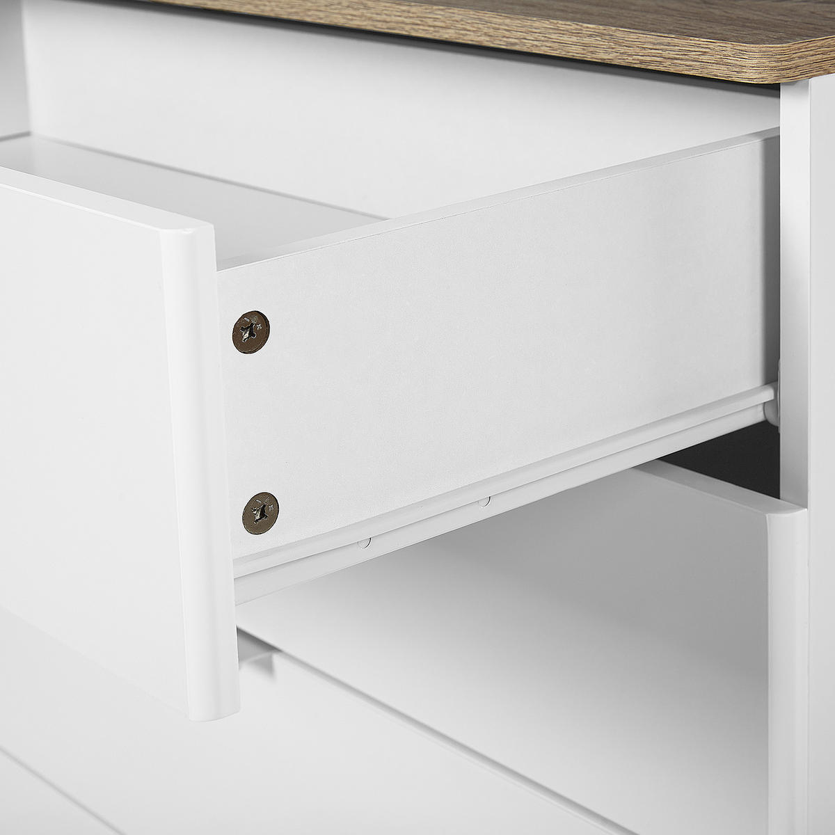 KOMMODE 4 Schubladen weiß/heller Holzfarbton Walpi - Hellbraun/Weiß, Holzwerkstoff (79/93/40cm) - Beliani