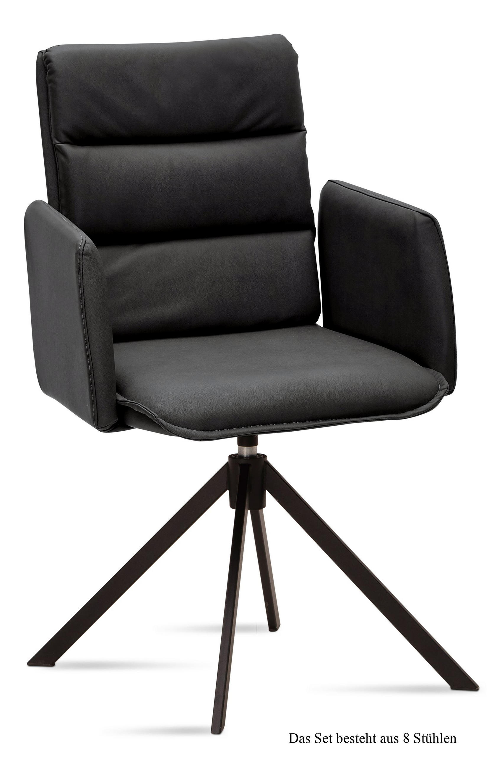ARMLEHNSTUHL drehbar (8er-Set) Delila 52x92x60 Schwarz/Anthrazit - Anthrazit/Schwarz, Kunststoff (60/92/52cm) - 58aufmkessel