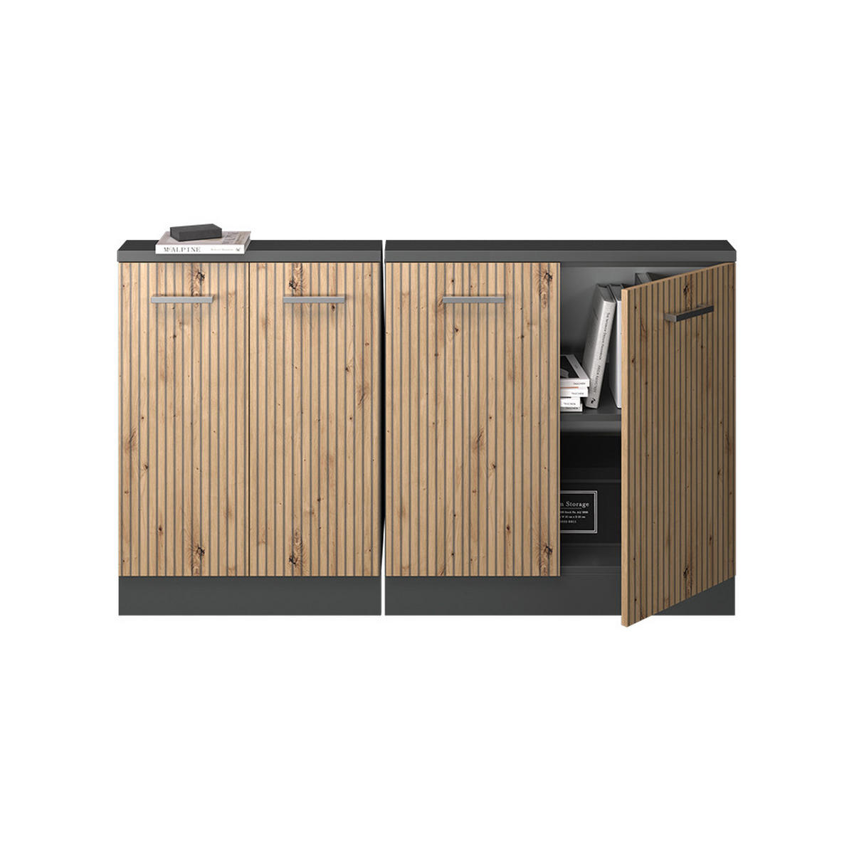 KUCHYŇSKÁ SKŘÍŇKA POD ŠIKMOU STŘECHU R-Line Dub Artisan/antracit - antracitová/dub artisan, kompozitní dřevo (140/81.6/46cm) - Vicco