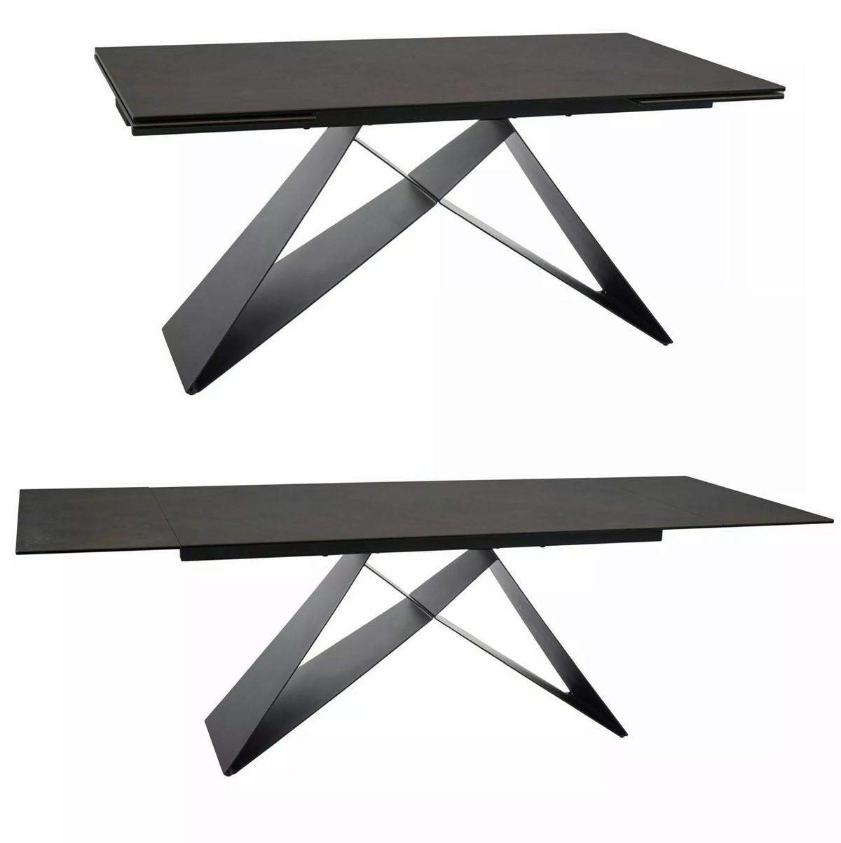 ESSTISCH Westin Rostfarben / Schwarz Matt 160-240 / 90 / 77cm - Rostfarben/Schwarz, Holz/Keramik (90/240/77cm) - Feldmann-Wohnen