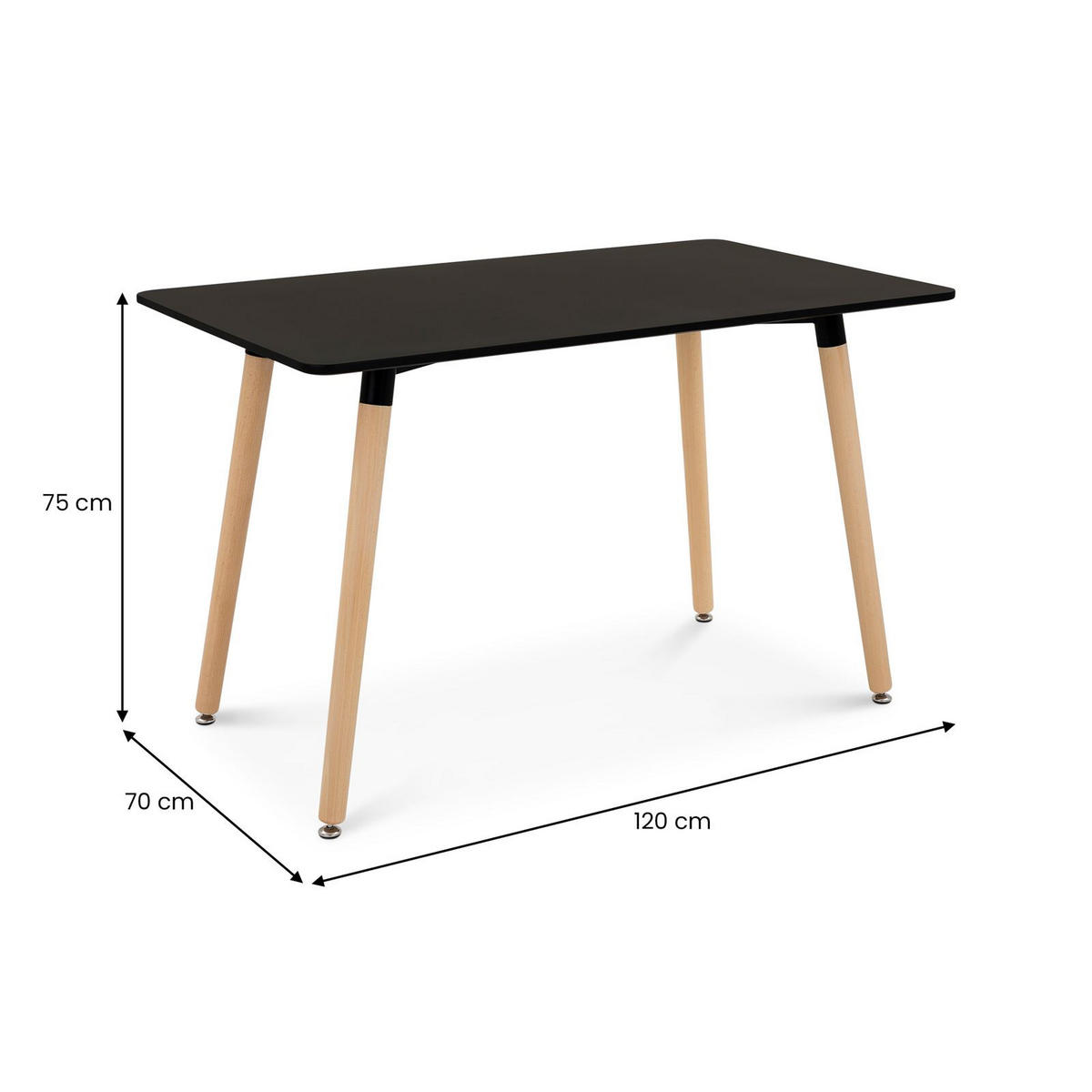 ESSTISCH SHANNON schwarz - Schwarz, Holz/Holzwerkstoff (70/120/75cm) - IDIMEX