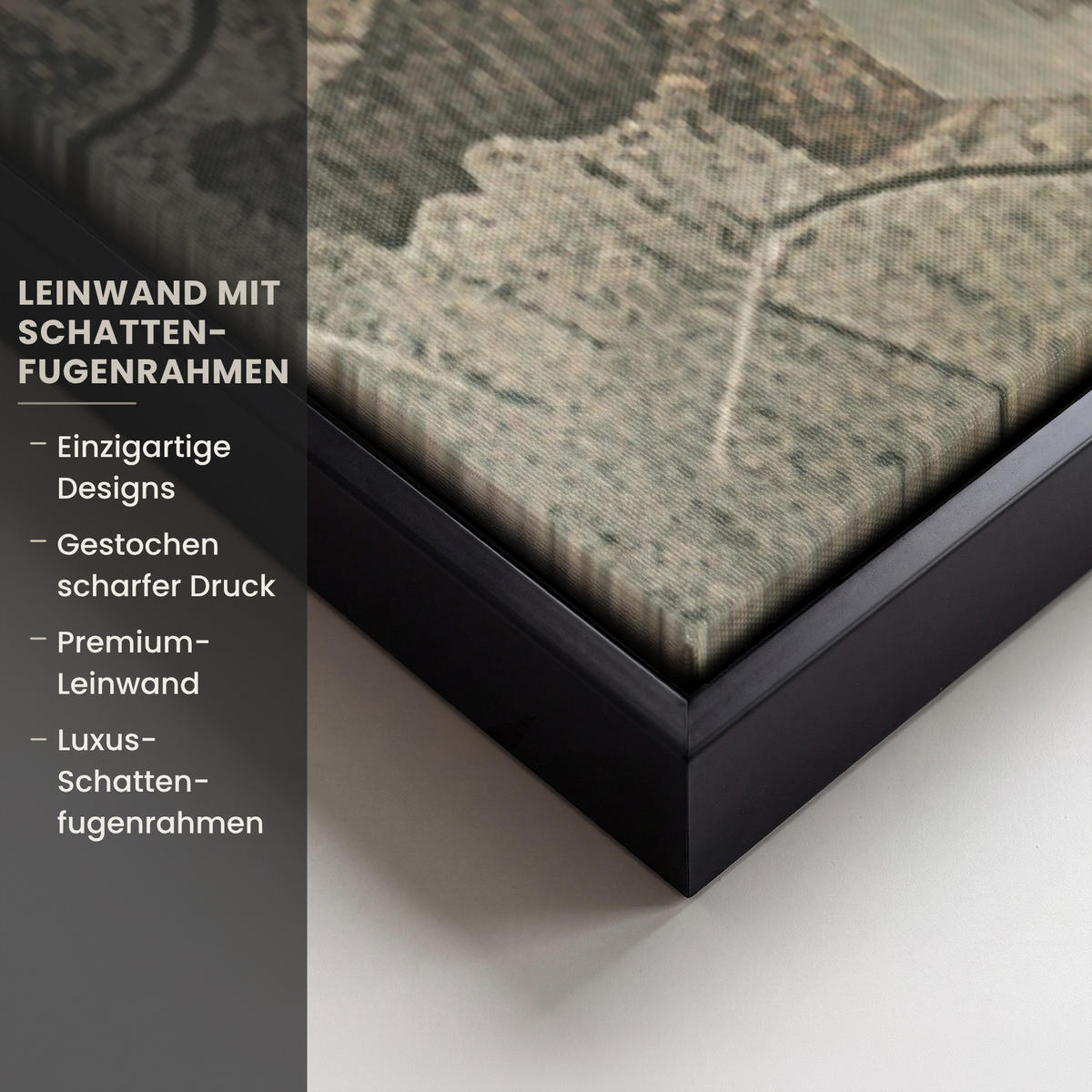 LEINWAND Bilder mit Rahmen - Blumen - Blätter - Abstrakt - Modern - 80x120 - Grau, Textil (80/120cm) - MuchoWow